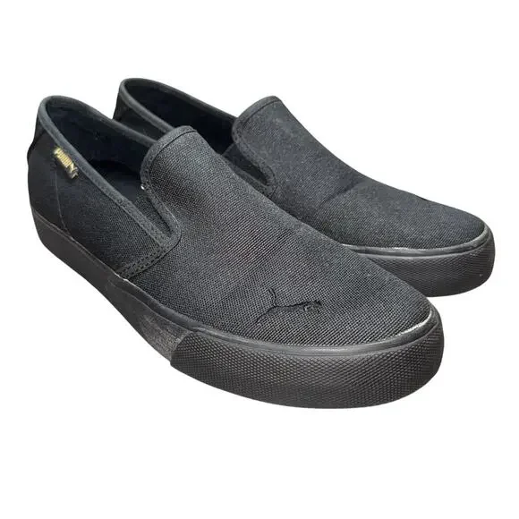 PUMA SLIP-ON CANVAS SHOES WOMENS 9 BLACK GUM SOLE SOFTFOAM+ COMFORT - Picture 3 of 10